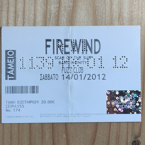 Firewind Ticket like new from Fuzz Club 14-1-2012