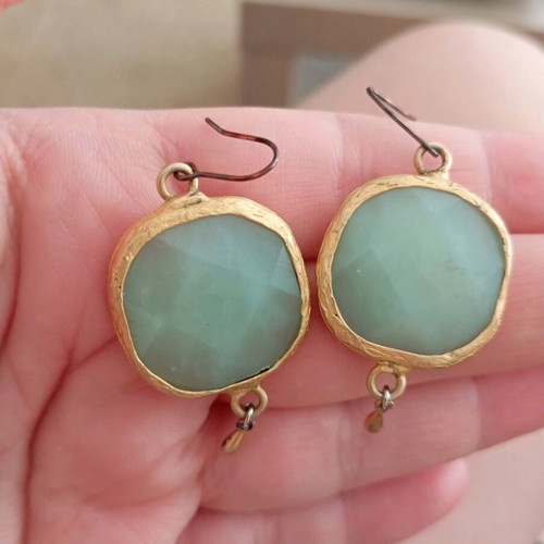 Byzantine earrings used, light gray-green, handmade