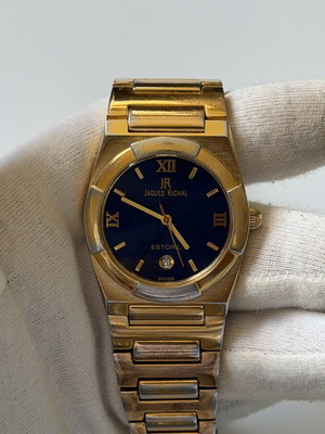Jaques Richal Estoril 18K Swiss watch used, blue and gold
