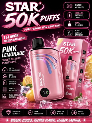Q50 Star 50K Puffs Disposable Vape, 28ml Pink Lemonade