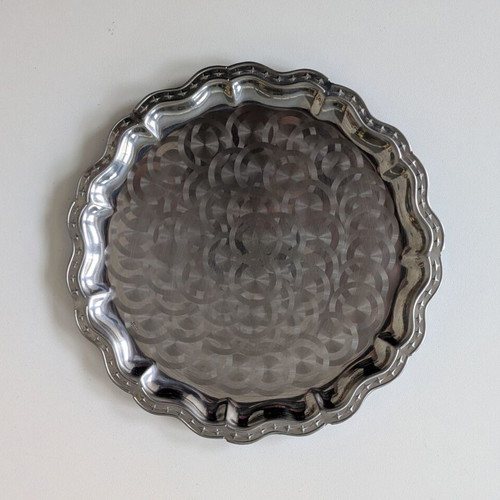 Vintage INOX Rostfrei Corona serving tray used 27 cm