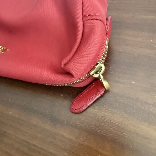 Ralph Lauren cosmetic pouch used, red with gold details