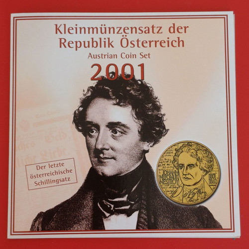 Austrian coin set 6 uncirculated 2001 in sealed blister new