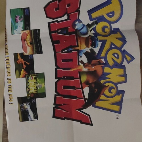 Pokemon Stadium poster used, double-sided Nintendo 64 collectible
