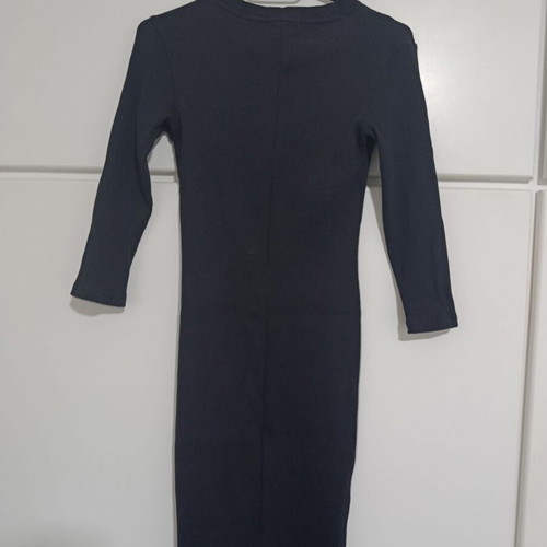 Bershka Black Fitted Dress with Long Sleeve and Embroidery like new