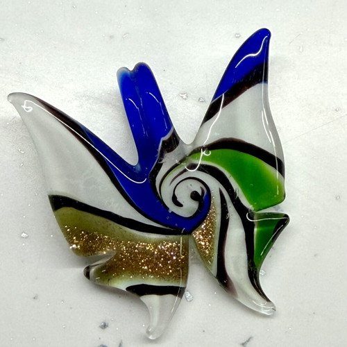 Handmade glass butterfly pendant, multicolor