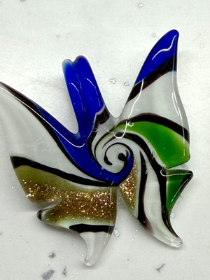 Handmade glass butterfly pendant, multicolor