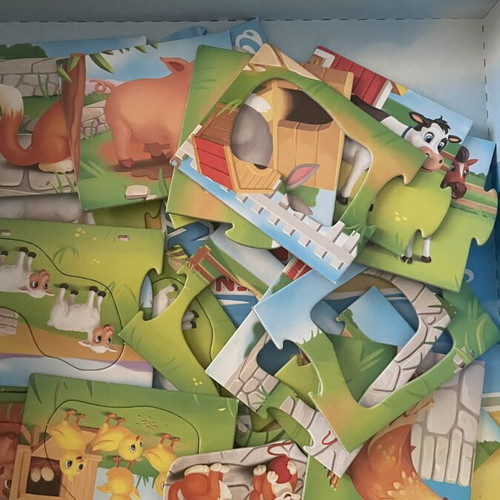 Puzzle The Mom with the Little Ones with bonus large-piece animal puzzle