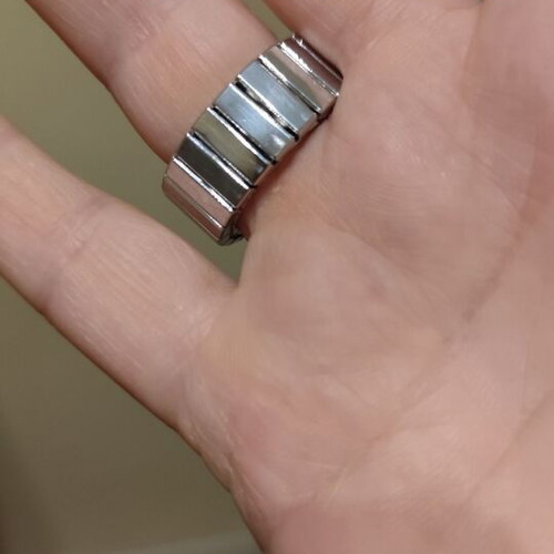 Silver ring with gold heart stainless steel new, size 8