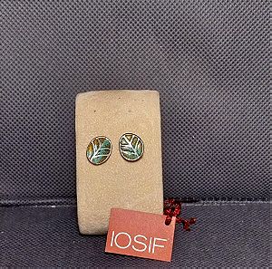 Σκουλαρίκια IOSIF - Φύλλα - Οβάλ (Ασήμι 925 με σμάλτο)