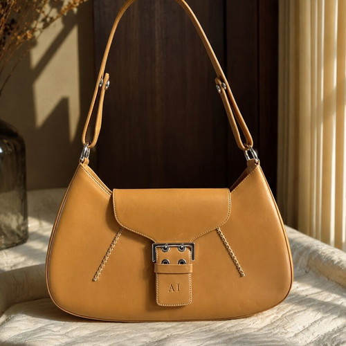 Artisti Italiani leather shoulder bag, camel
