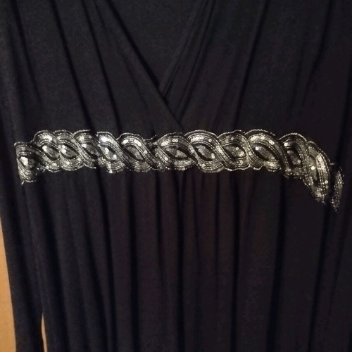 Black wrap dress new XXL with silver embroidered belt Motherland