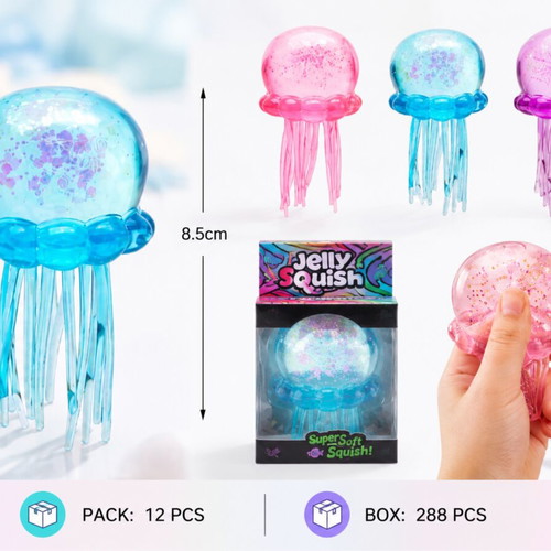 Squishy jellyfish with glitter set of 12, new