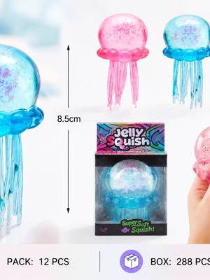 Squishy jellyfish with glitter set of 12, new