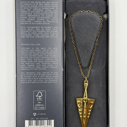 Georg Jensen 2022 Christmas Collectible gold-plated cone ornament like new