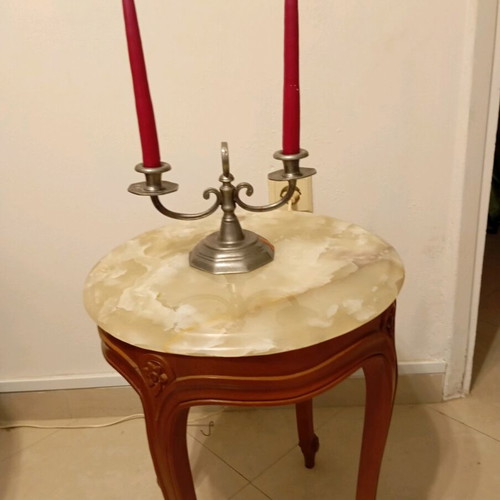 Candlestick like new with two candles, German tin 95%