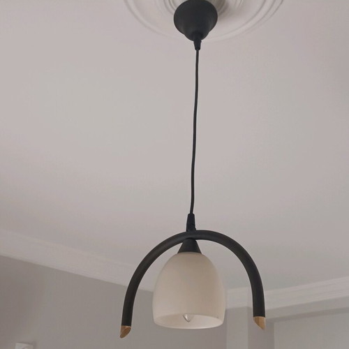 Ceiling light used with beige glass shade 10 cm diameter