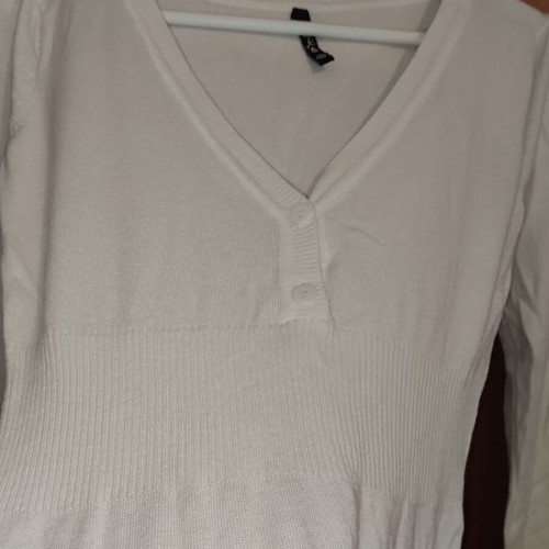 Pink Woman knitted cotton dress new, small, white cream