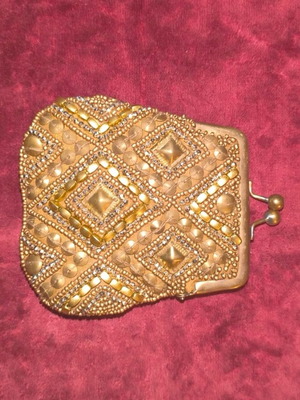 Embroidered wallet with beads like new with clasp and extra beads