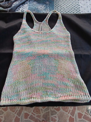 Pink Woman knitted viscose polyester top size S like new, multicolor