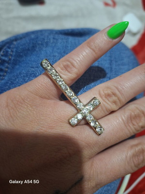 Cross ring used, silver color