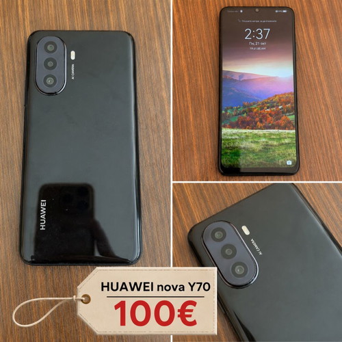Huawei nova Y70 phone used, black, 16GB, Android