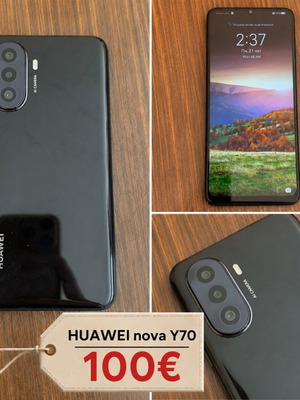 Huawei nova Y70 phone used, black, 16GB, Android