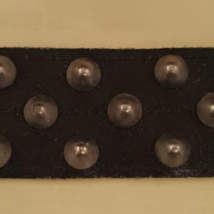 Leather belt with studs used, black, size 90, 1985
