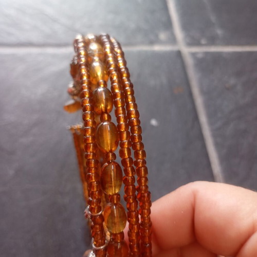Handmade choker necklace like new with boho amber beads