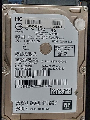 HGST (Hitachi) HDD 2.5" 750GB internal hard drive