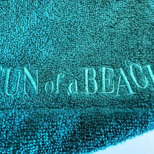 Sun of a Beach Small Luna Pouch like new, teal terry fabric