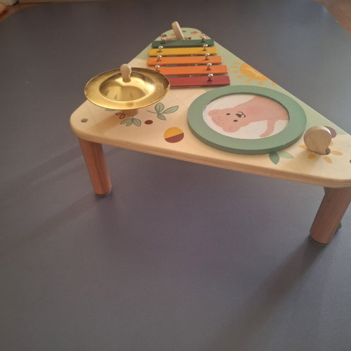 Janod musical play table with xylophone, cymbal and drum
