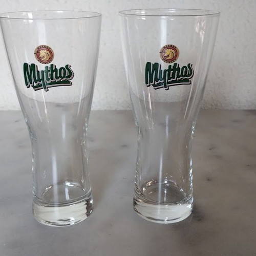 Mythos Beer Glasses set of 2 like new 400ml
