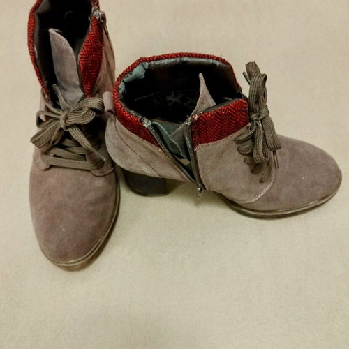 Henry Cottons leather ankle boots used, 8cm heel, size 37, gray red