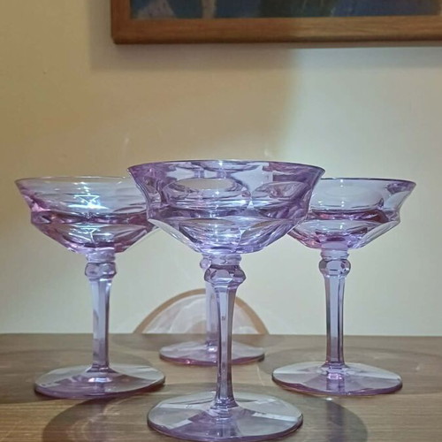 Moser Alexandrite Glass Set of 4 Crystal Glasses like new