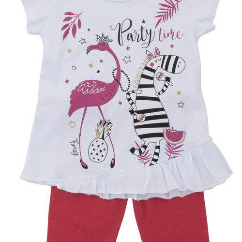 Frenzy kids set tunic top with capri leggings Party Time white fuchsia new size 8