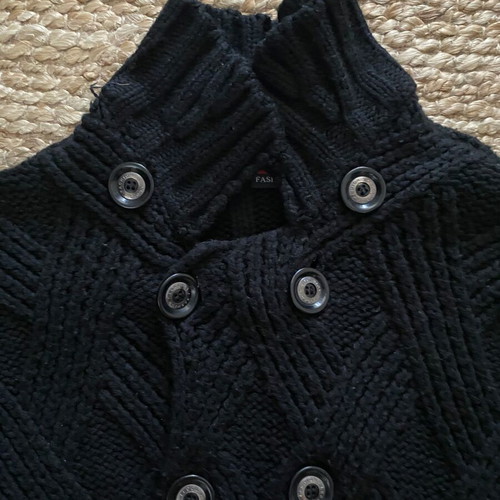 Woolen men's cardigan black used with hood size M