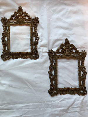 Set of 2 used handmade bronze antique frame fronts