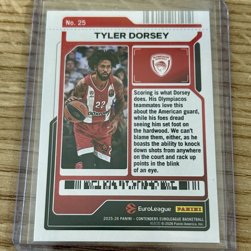 Tyler Dorsey Olympiacos Panini Euroleague 2025-26 card