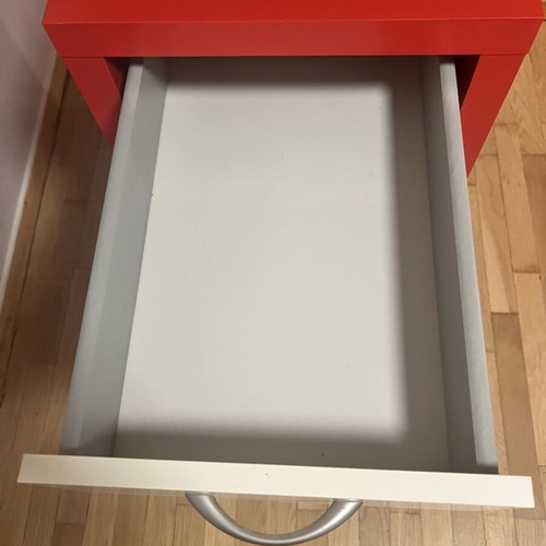 IKEA office drawer unit red and white with wheels