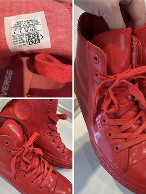 Converse red patent leather sneakers used, size 39