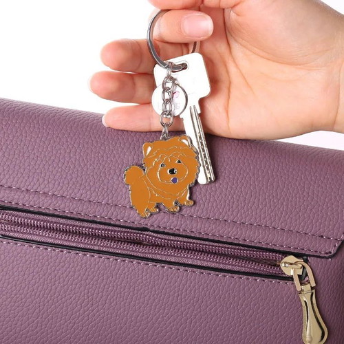 Chow Chow dog keychain brown new