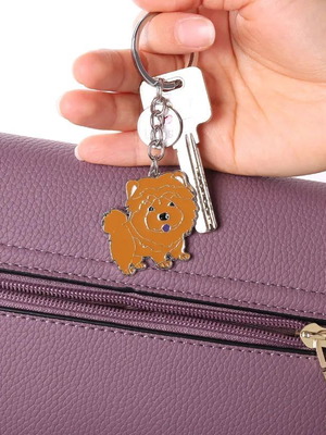 Chow Chow dog keychain brown new