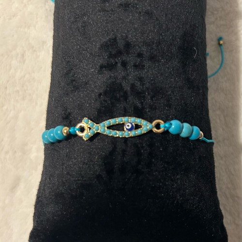 Boho Style Handmade Bracelets Set of 6 with Turquoise and Evil Eye