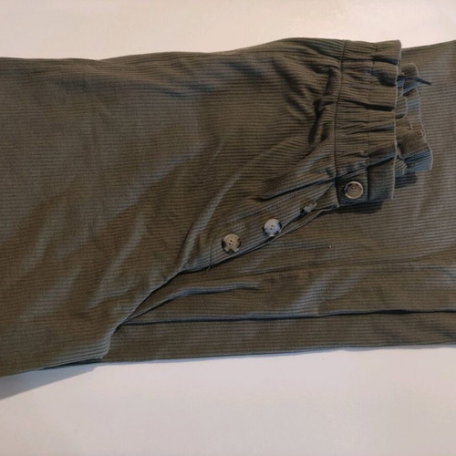 Khaki/Olive pants like new, small with elastic waist and wide leg buttons