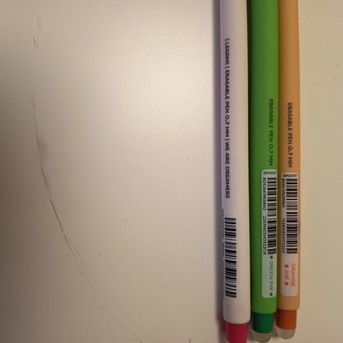 Legami erasable pens set of three with eraser pink green orange like new