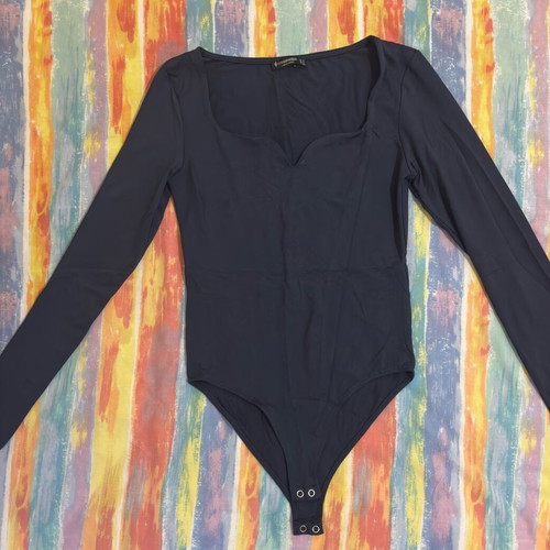Stradivarius blue bodysuit with heart neckline, like new, size S