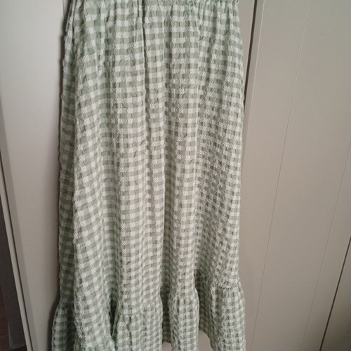 Kate London midi skirt and crop top set, green checked