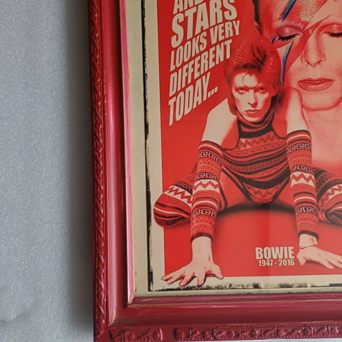 Handmade Bowie frame in red with Space Oddity lyrics new