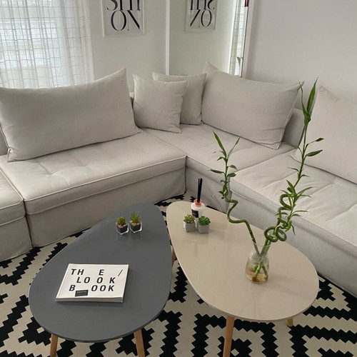 Coffee table set new in gray and ecru color